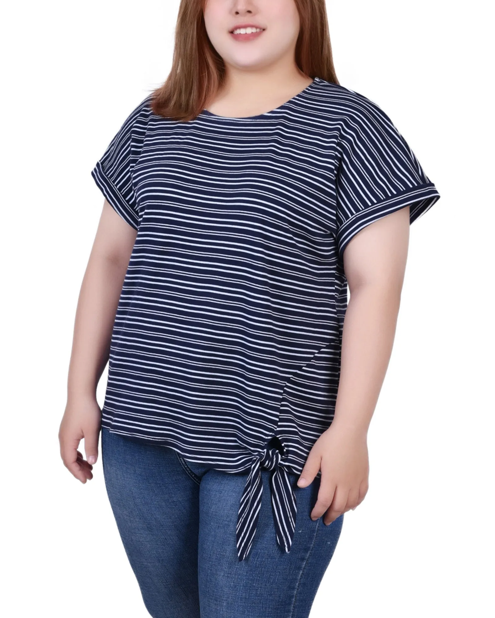 Plus Size Short Sleeve Tie Front Top