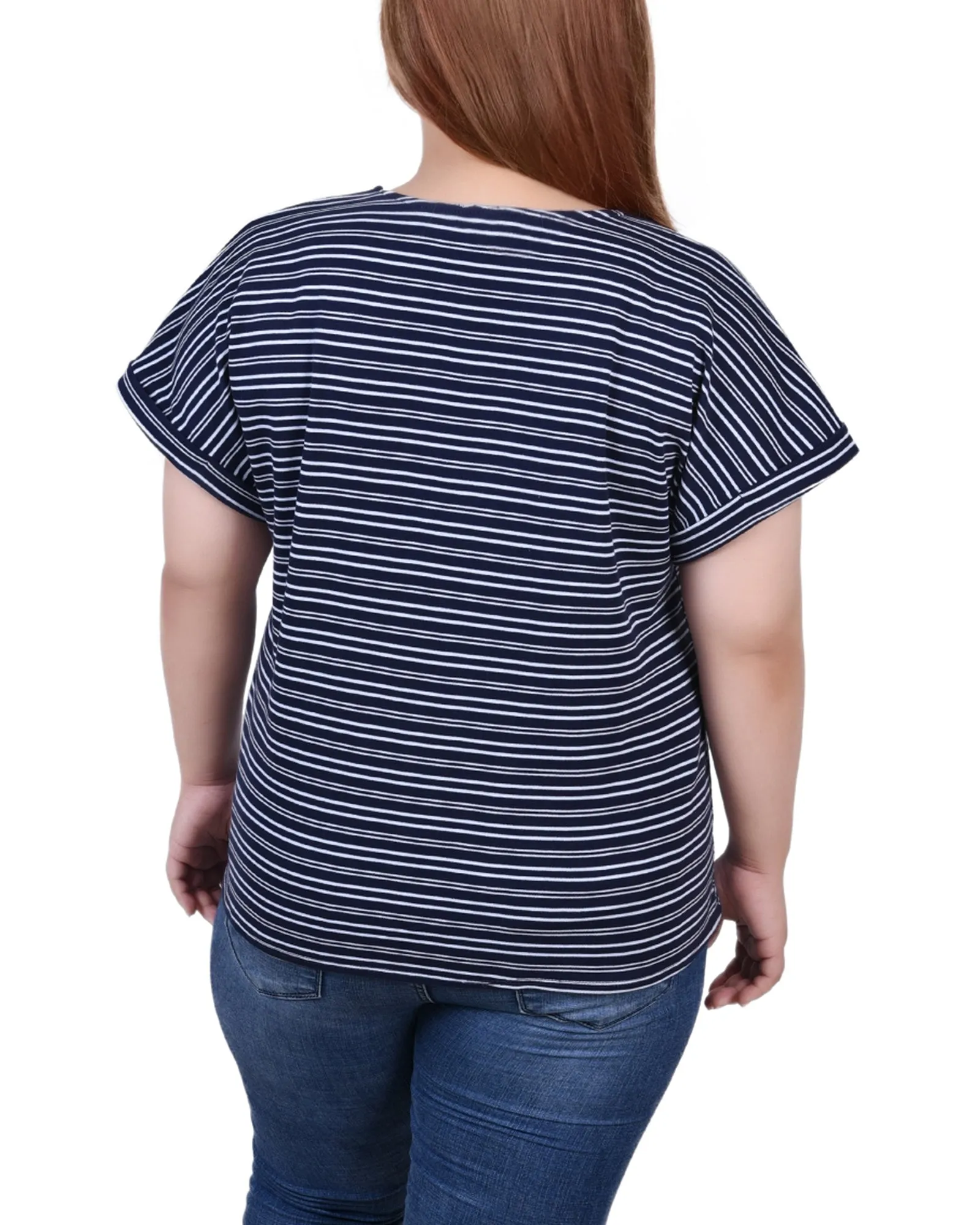 Plus Size Short Sleeve Tie Front Top