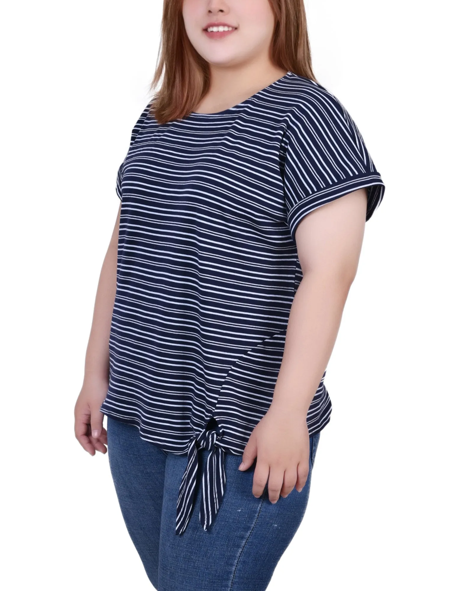 Plus Size Short Sleeve Tie Front Top