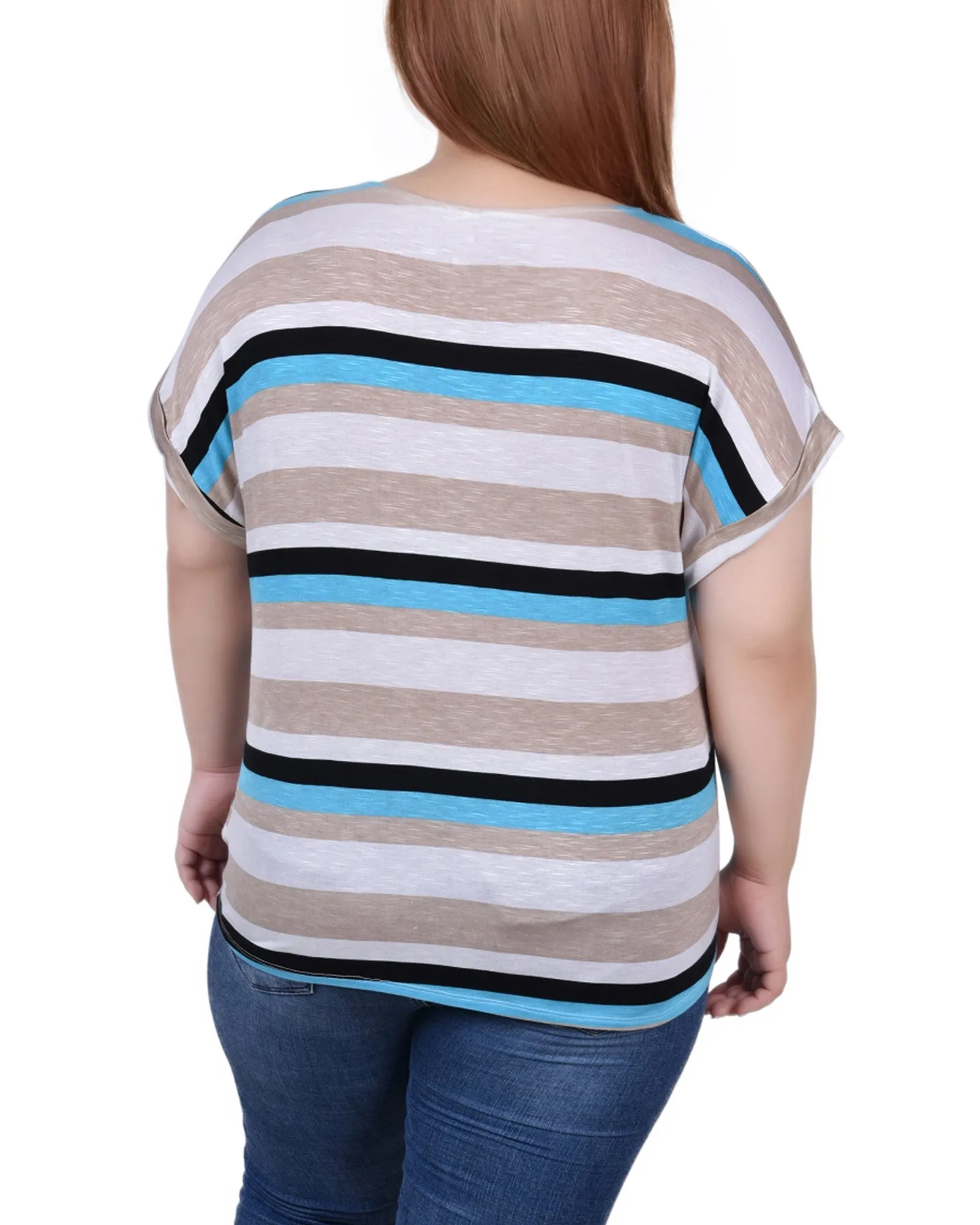 Plus Size Short Sleeve Tie Front Top