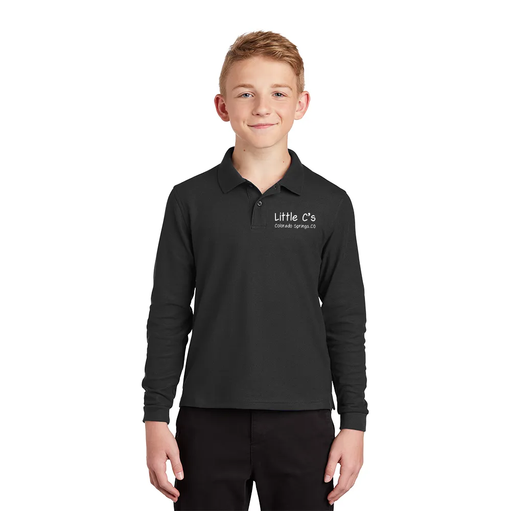 #Port Authority Youth Silk Touch Long Sleeve Polo, Full Color