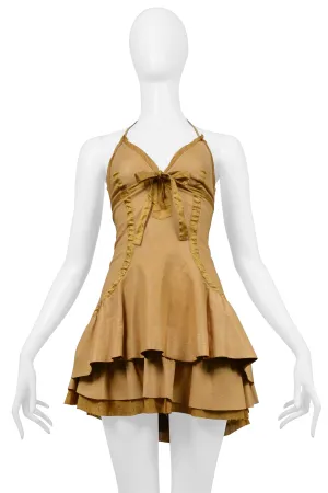 ROBERTO CAVALLI NATURAL LEATHER MINI DRESS