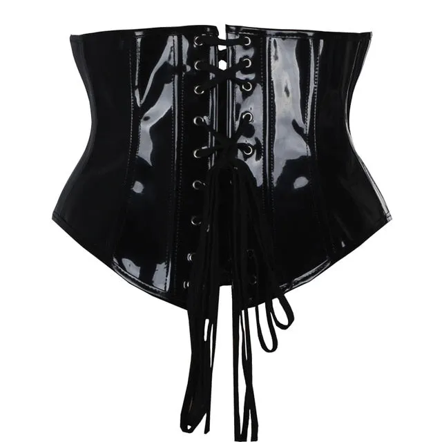 'Serpent' Black PU Goth Waist Corset