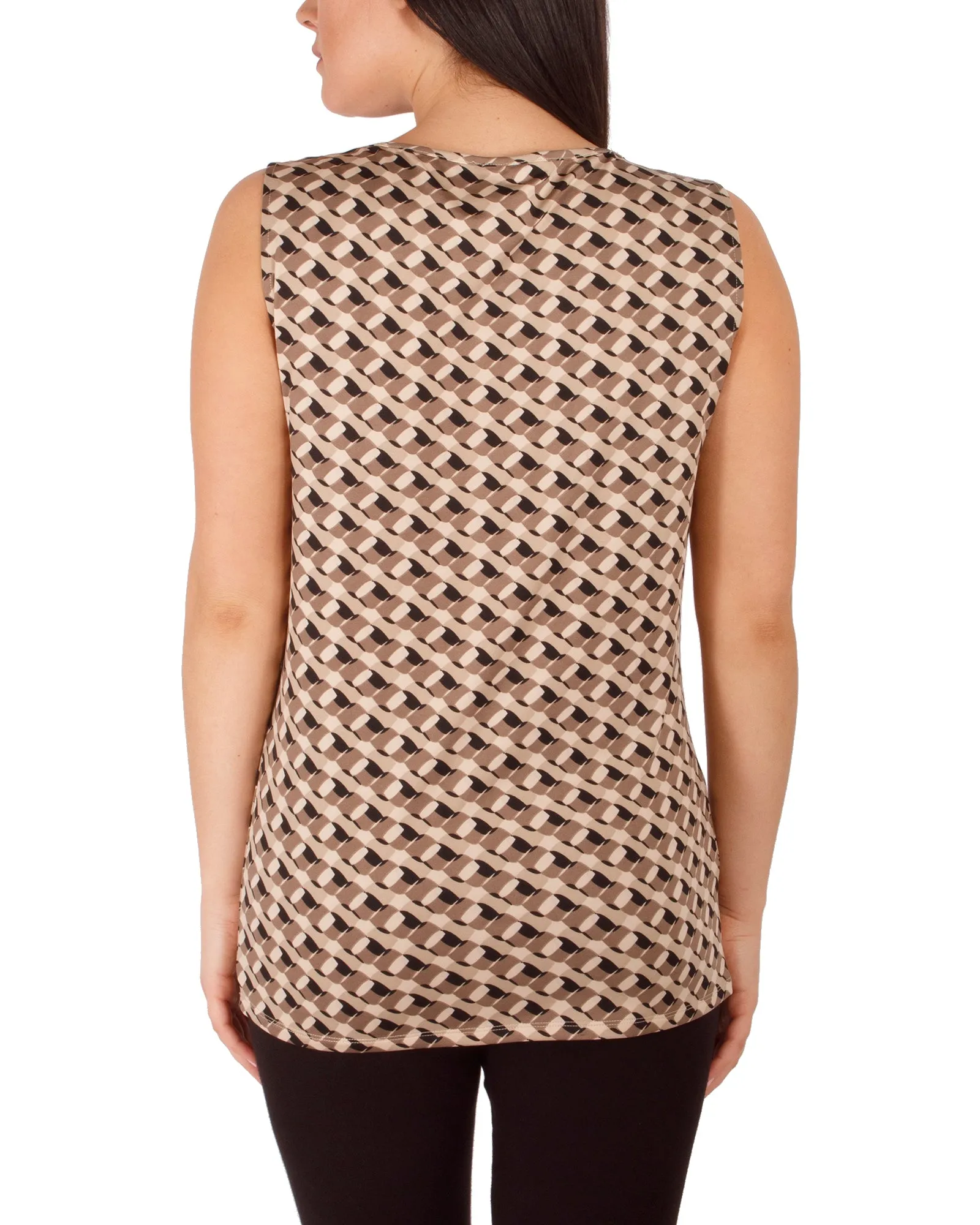 Sleeveless Top With Eyelet Collar