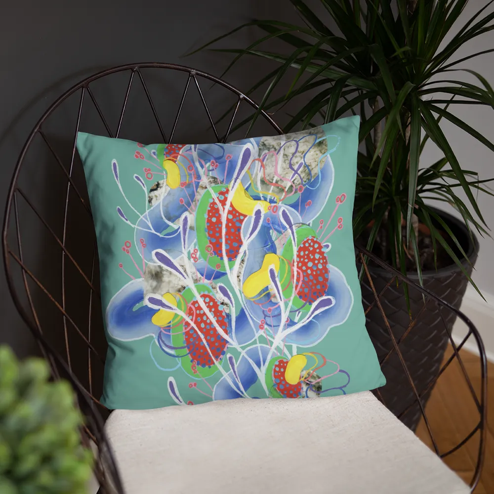 Teal Organism Square Pillow