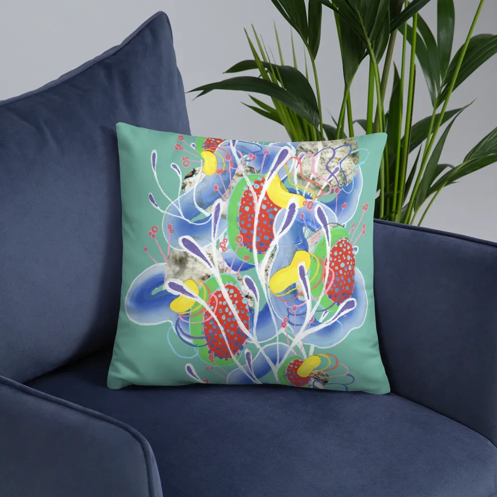 Teal Organism Square Pillow