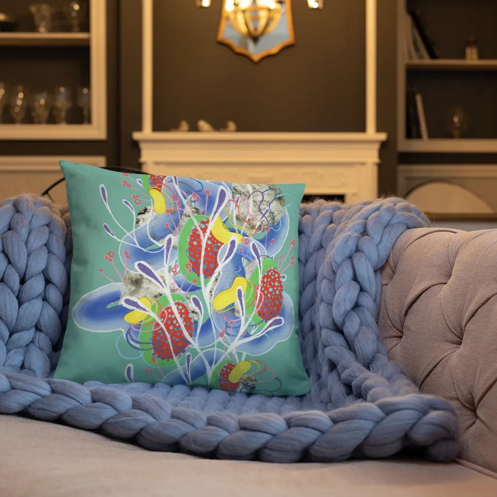 Teal Organism Square Pillow