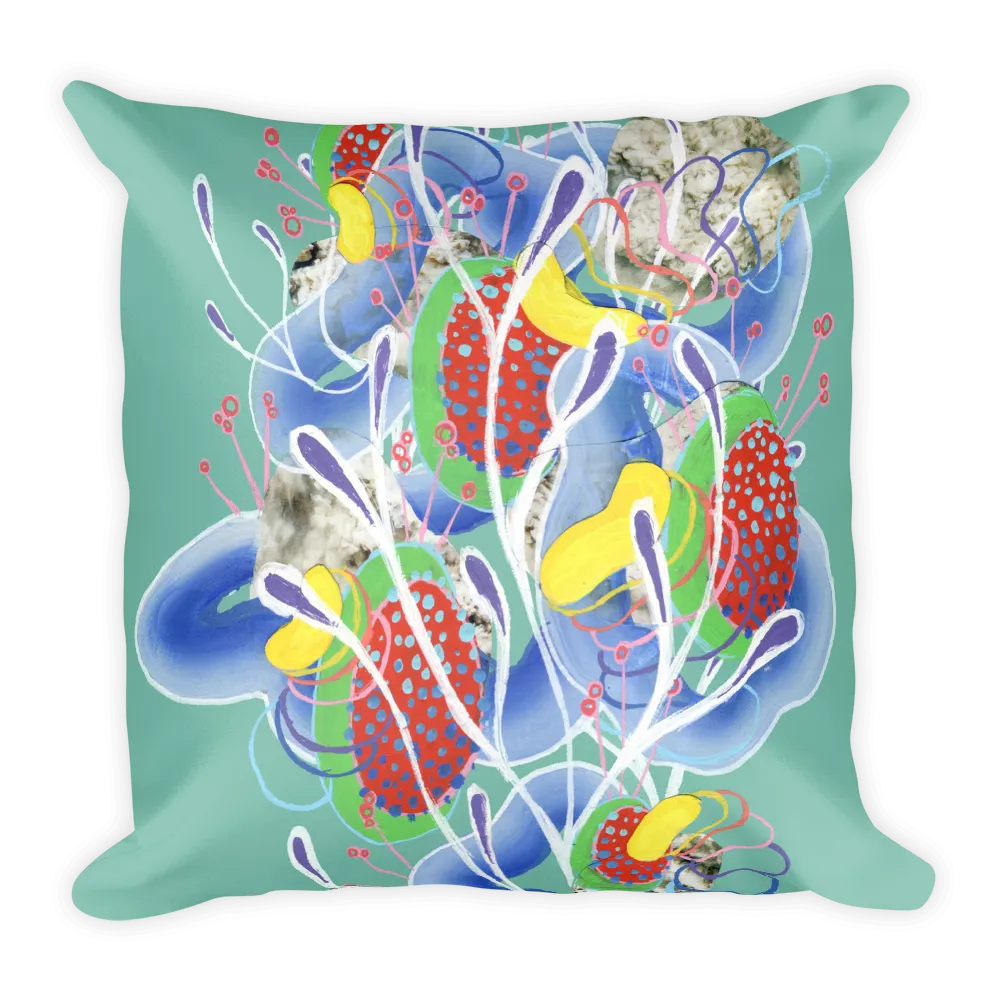 Teal Organism Square Pillow