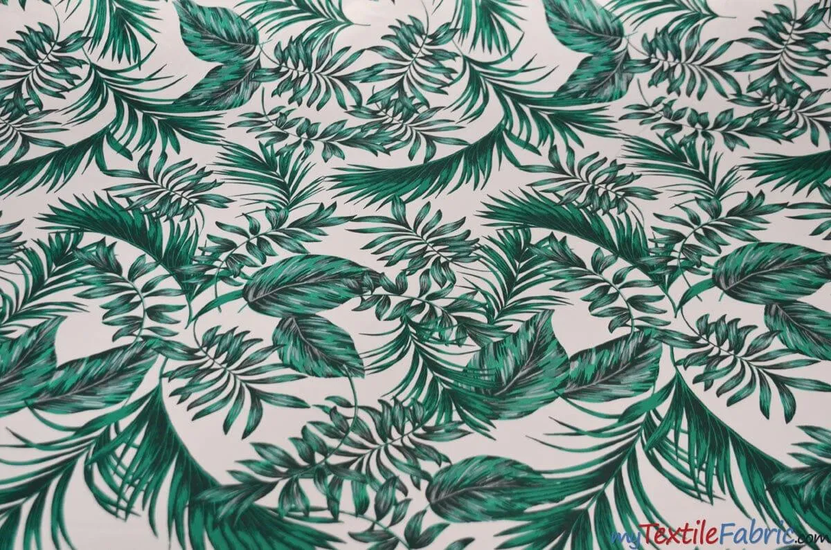 Tropical Paradise Satin Print | Dull Satin Print | 58/60" Wide | 2 Colors | Tropical Banana Print Fabric |