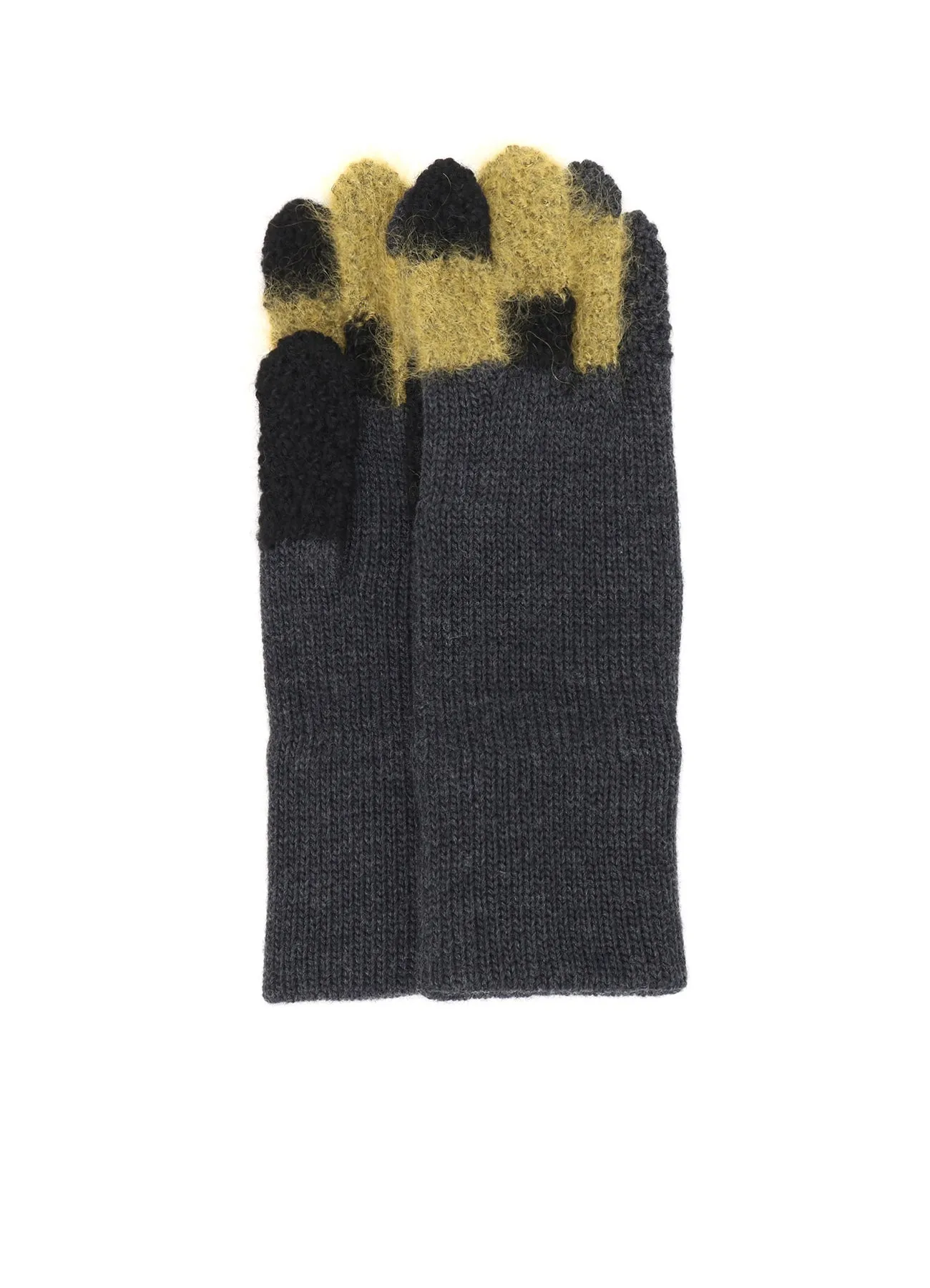 W SLUB×MOHAIR PATCHED SHORT GLOVES