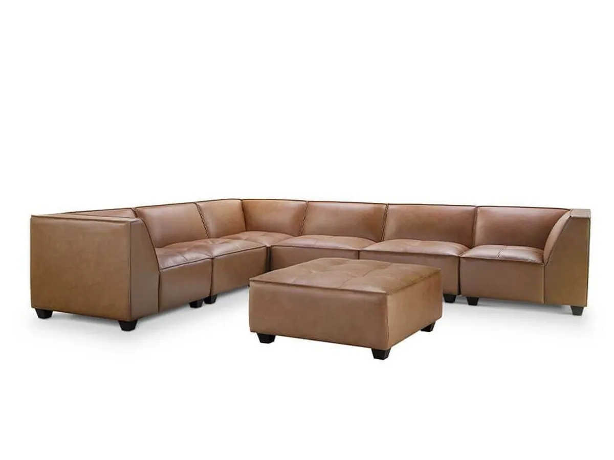 Wallingford 7-pc Modular Leather Sectional with Ottoman